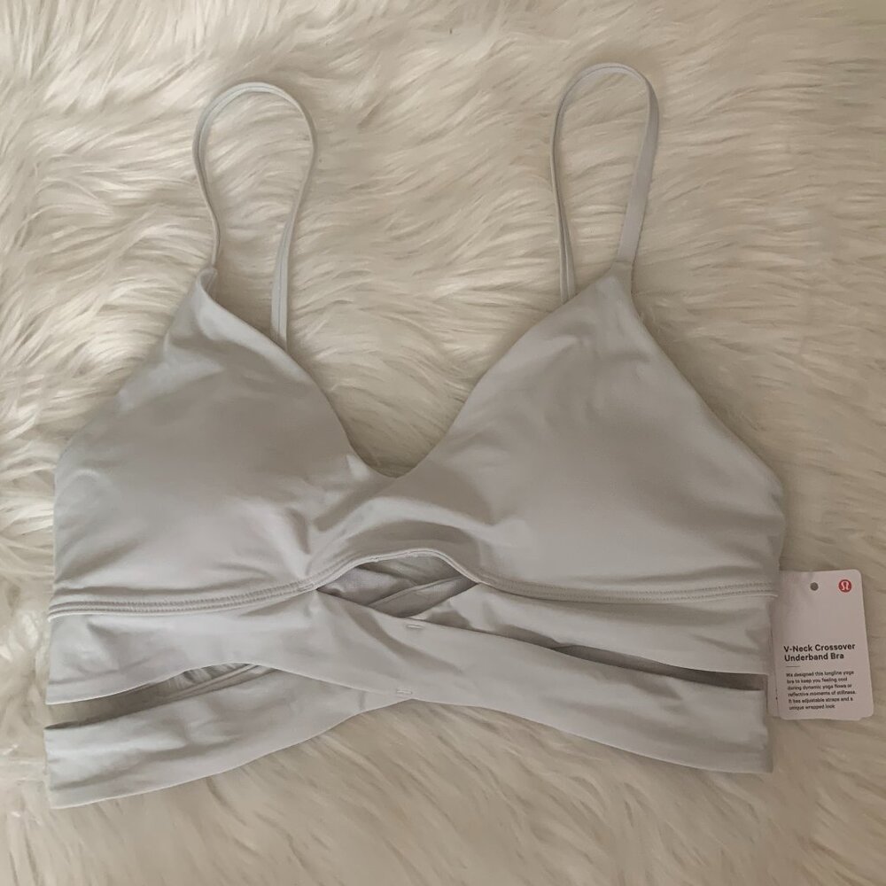 lululemon athletica light gray V‑neck Crossover Underband Sports Bra